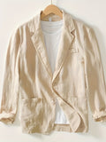 🌿 Beige Linen-Blend Casual Blazer