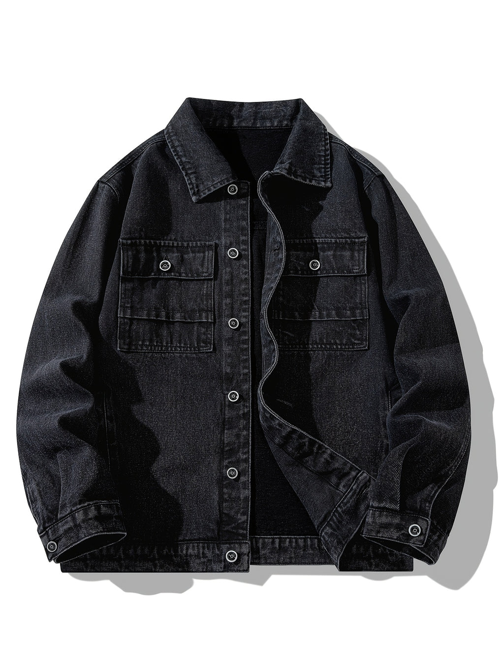 Oversized Black Washed Denim Workwear Jacket
