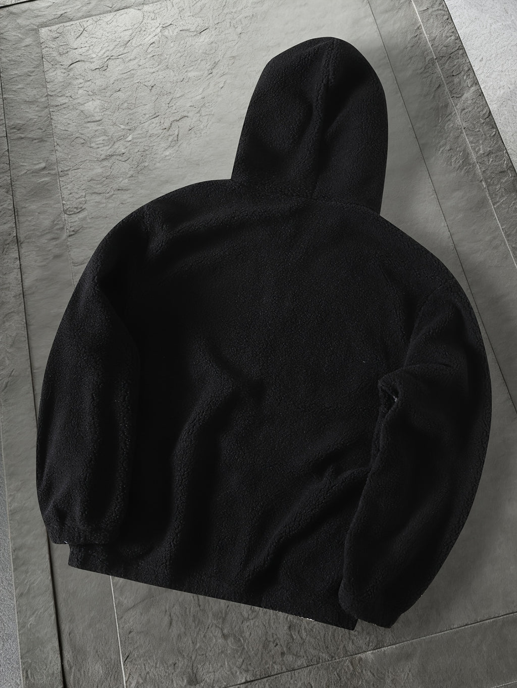 Two-Tone Sherpa Fleece Hooded Zip-Up Jacket with Reflective Piping