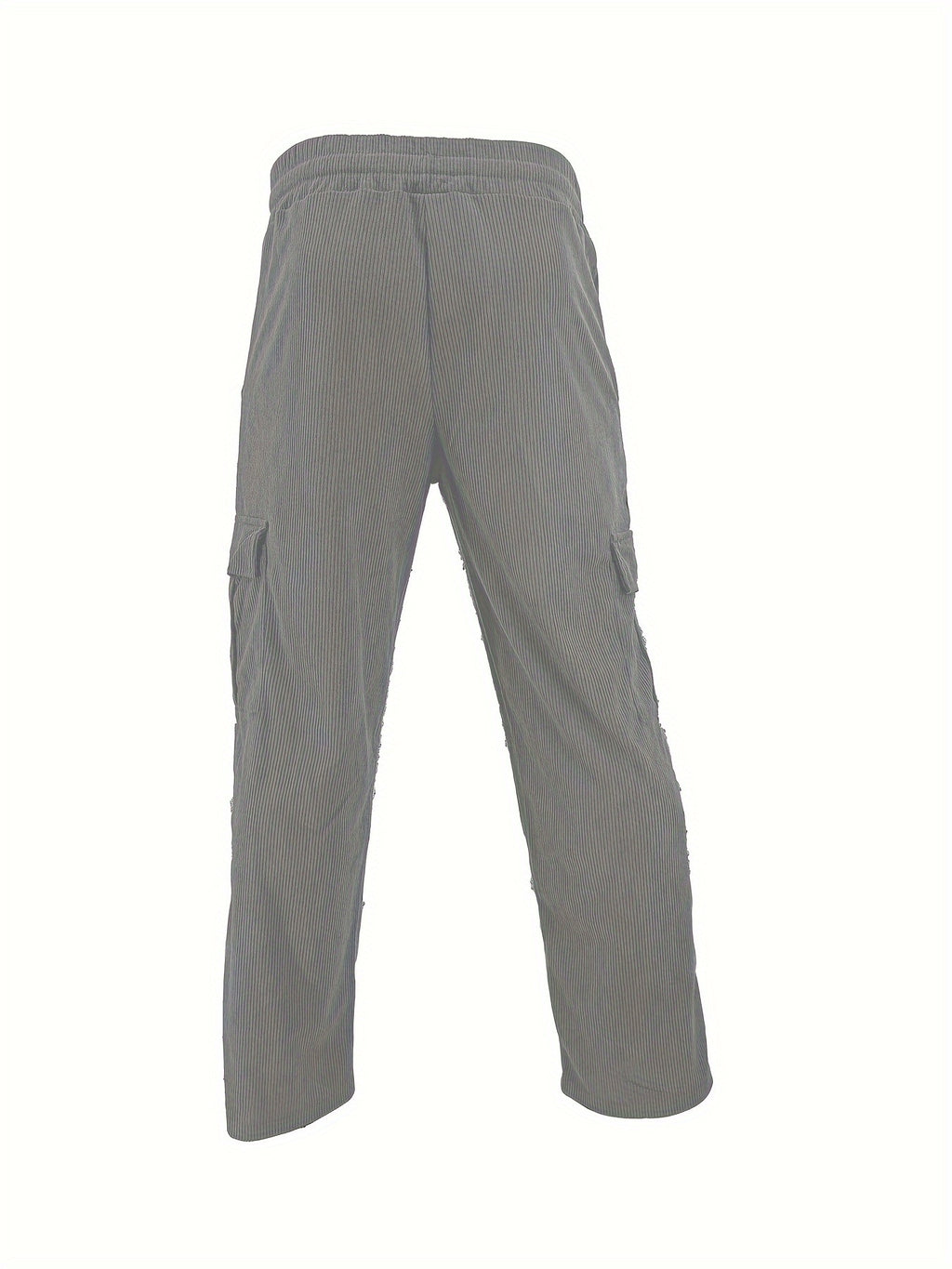 Gray Pleated Texture Oversized Cargo Pants