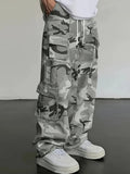 Light Gray Camo Oversized Wide-Leg Cargo Pants