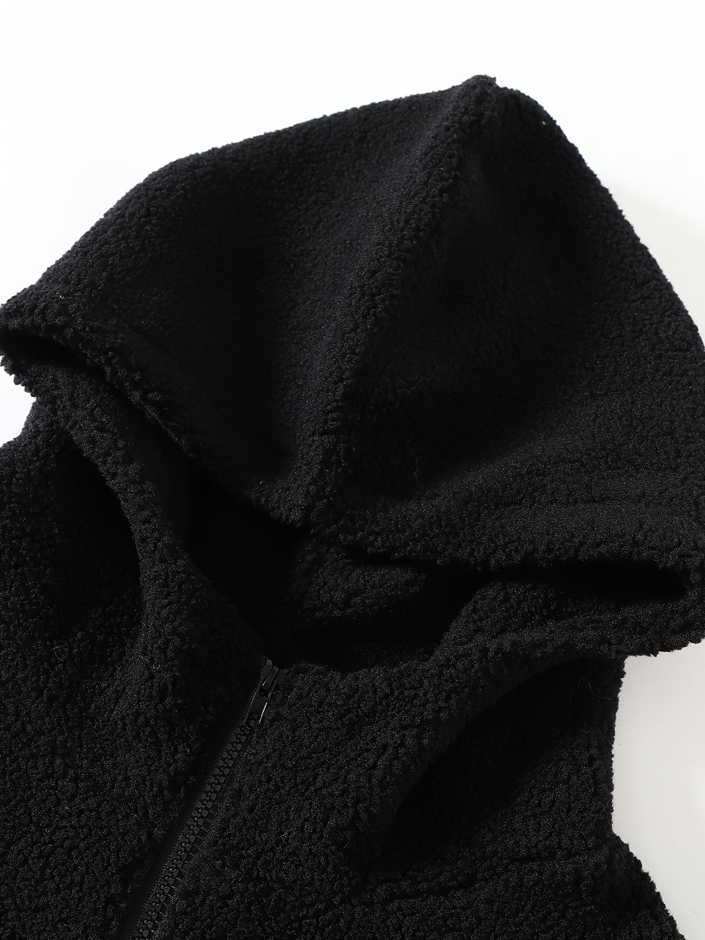 Two-Tone Sherpa Fleece Hooded Zip-Up Jacket with Reflective Piping