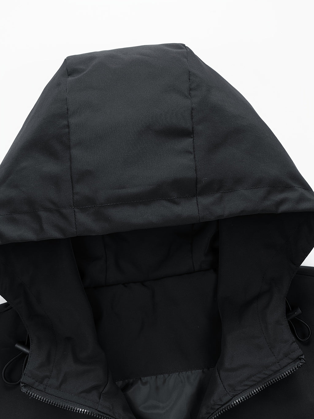 Black Oversized Water-Resistant Windbreaker Jacket with Graphic Details