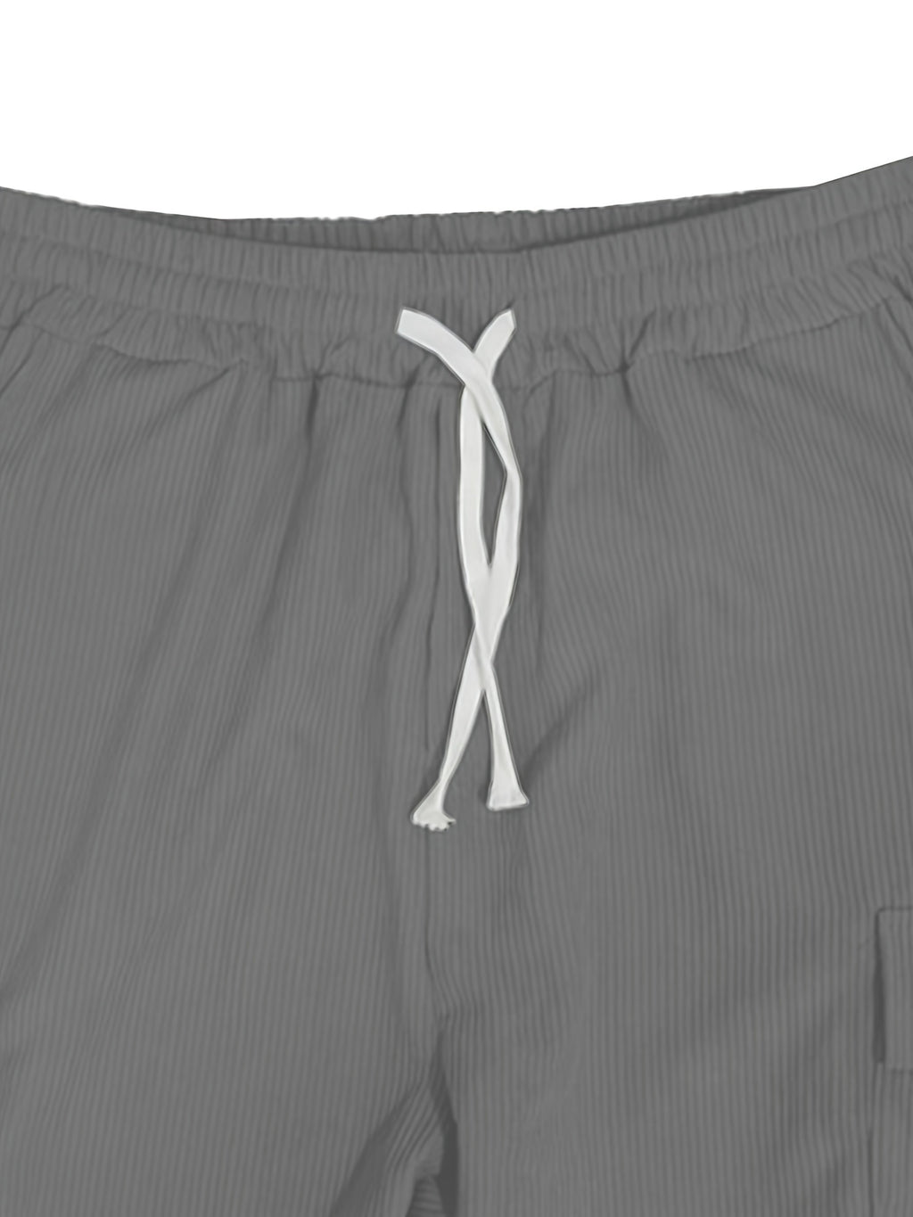 Gray Pleated Texture Oversized Cargo Pants