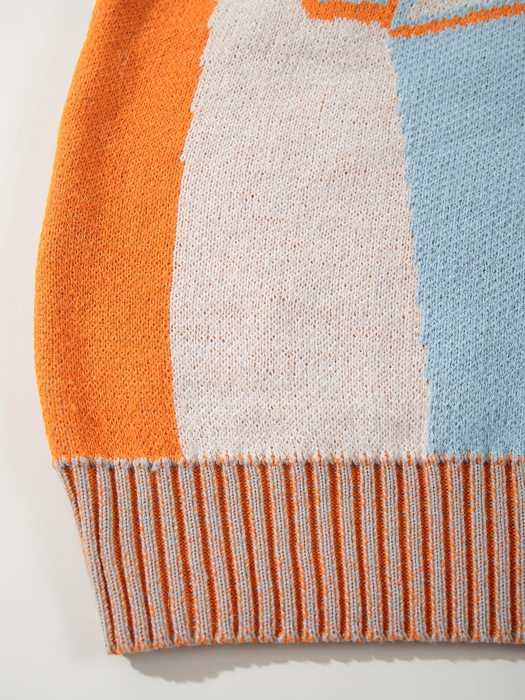 Pastel Color-Block Graffiti Knit Oversized Sweater