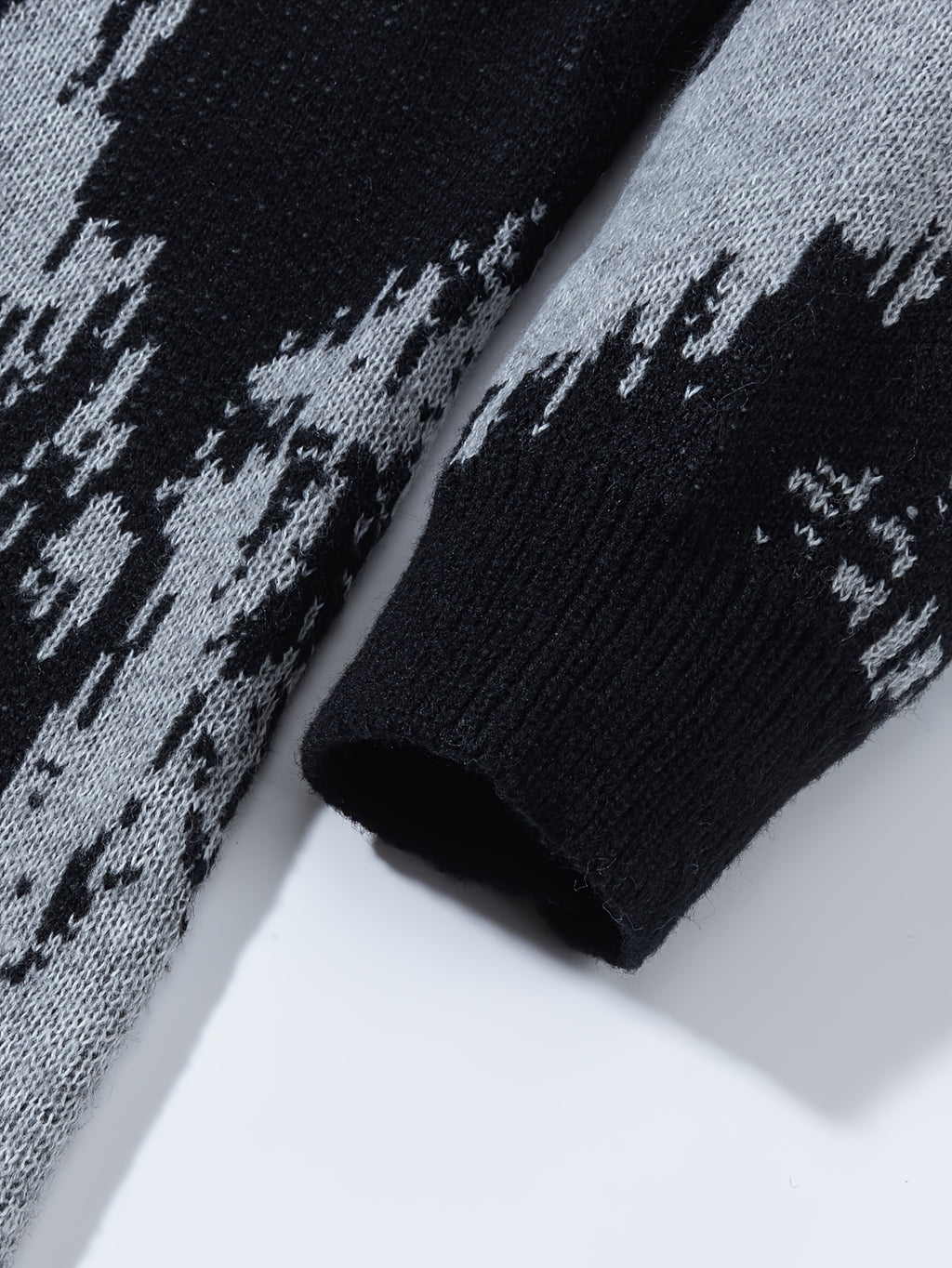 Black & White Abstract Pixel Knit Oversized Sweater
