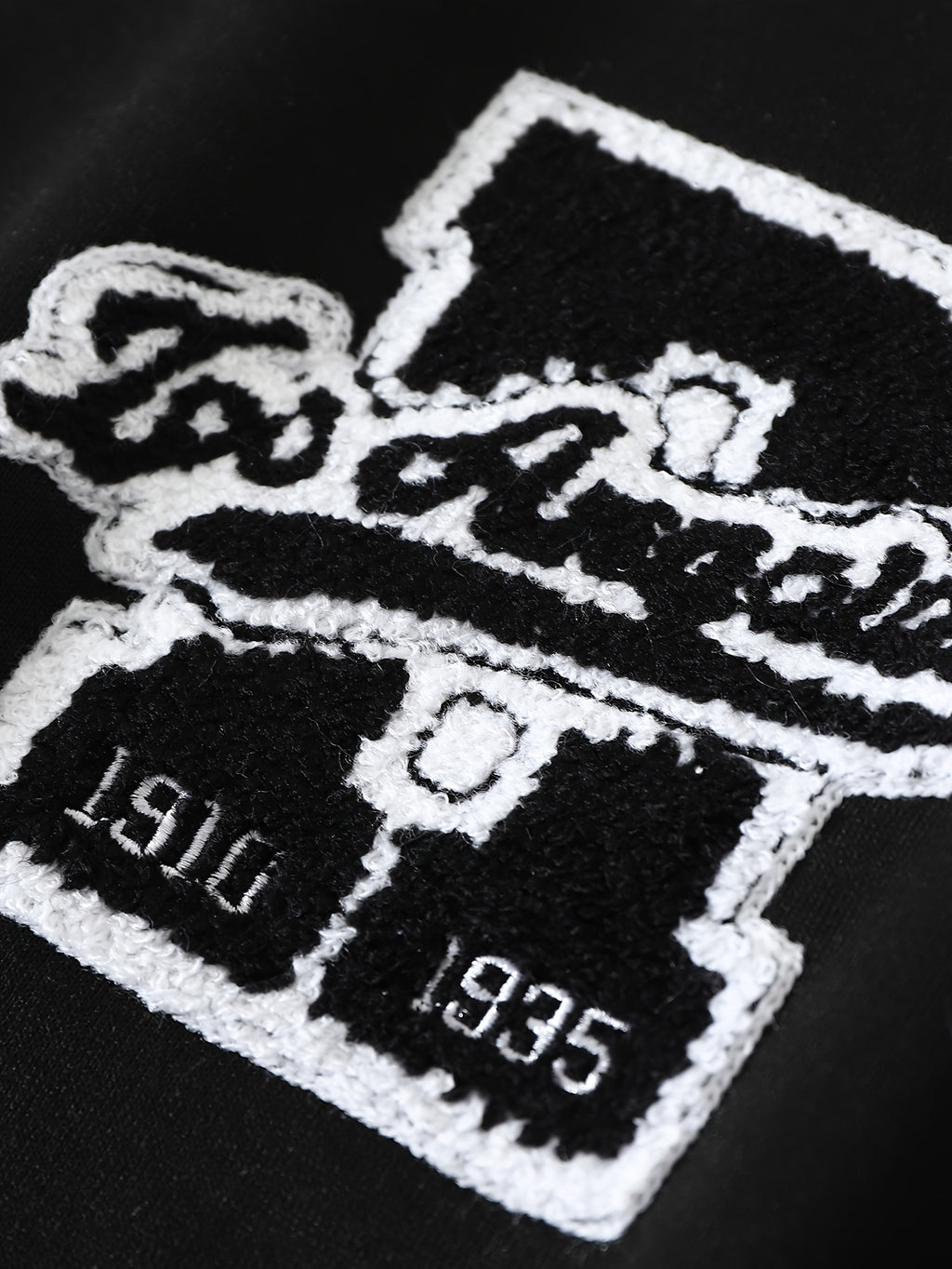 Black Varsity Graphic Baseball Jacket with Faux Leather Sleeves