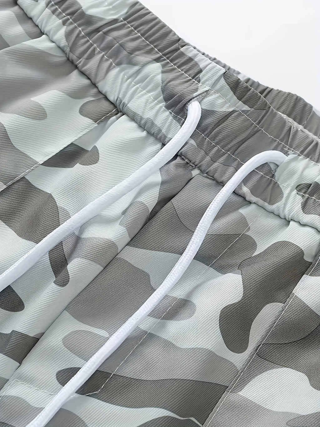 Light Gray Camo Oversized Wide-Leg Cargo Pants