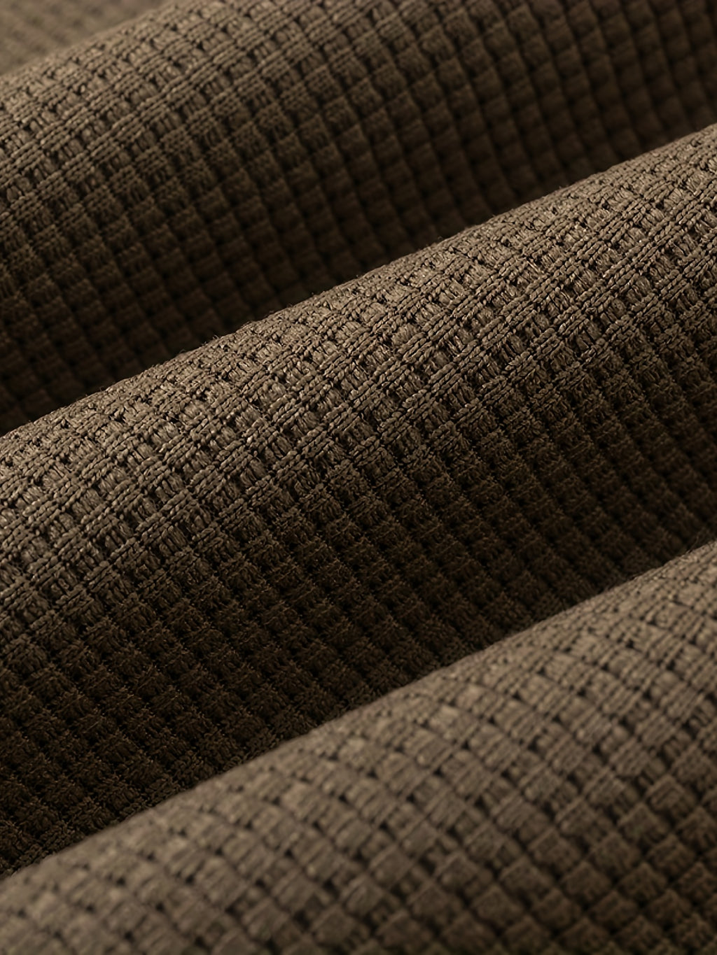 Camel Waffle-Knit Retro Track Jacket with Contrast Ribbing