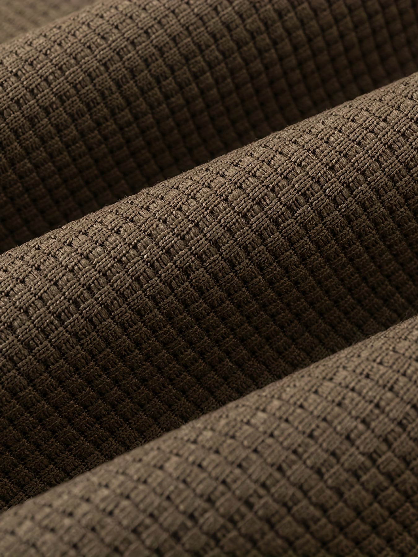 Camel Waffle-Knit Retro Track Jacket with Contrast Ribbing