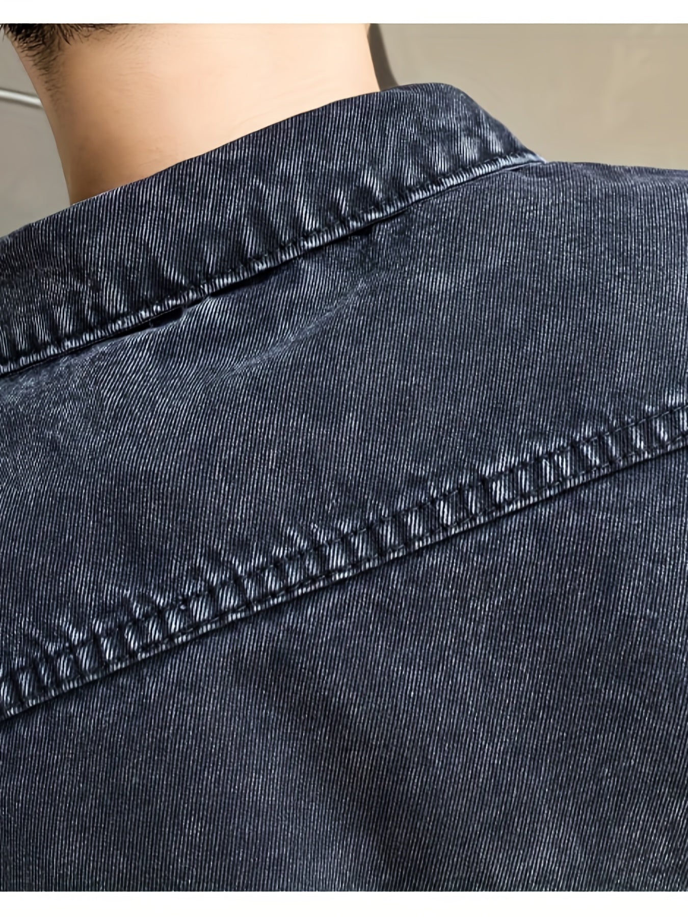 🧥 Men's Vintage Black Denim Jacket