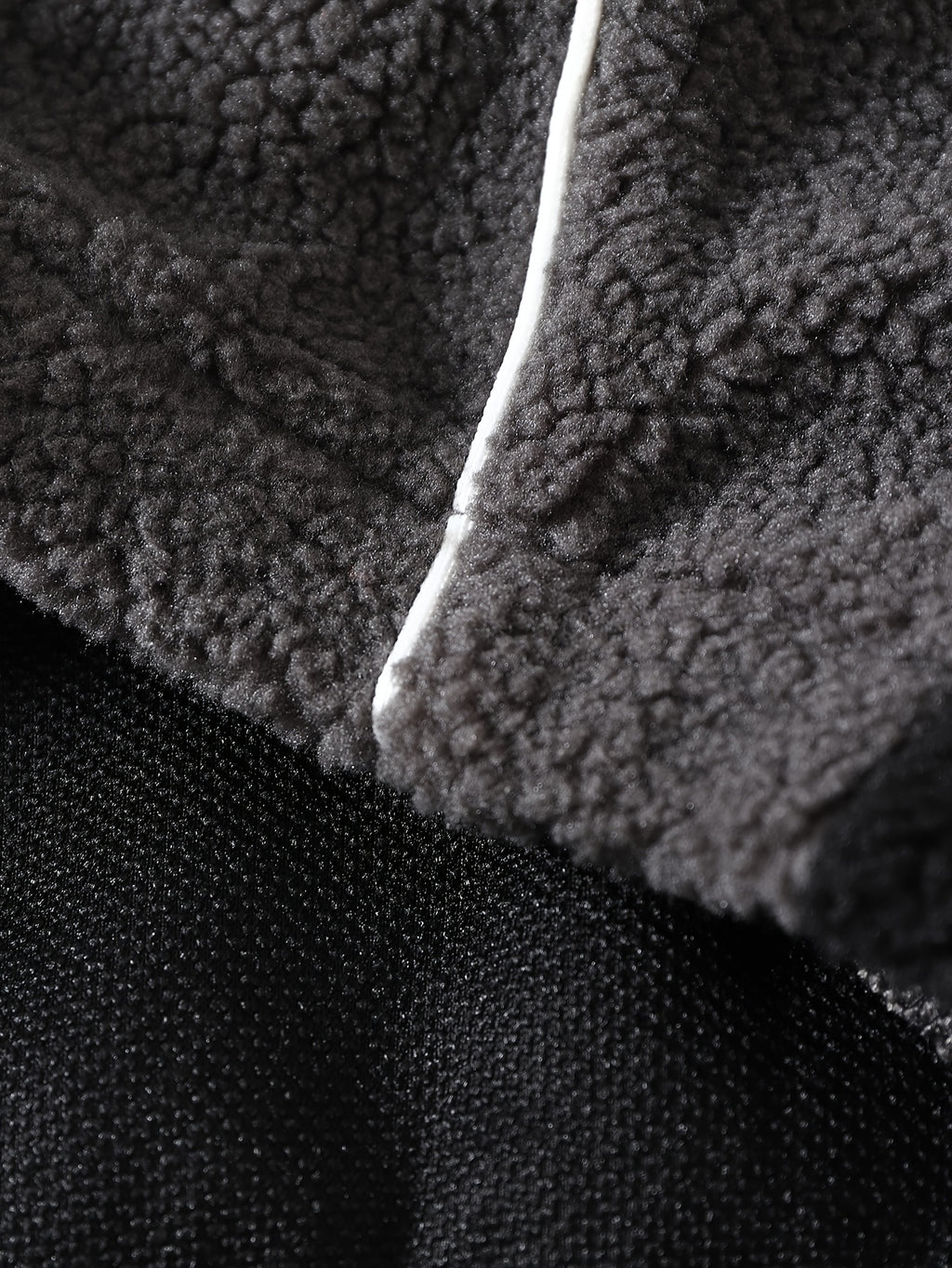 Two-Tone Sherpa Fleece Hooded Zip-Up Jacket with Reflective Piping