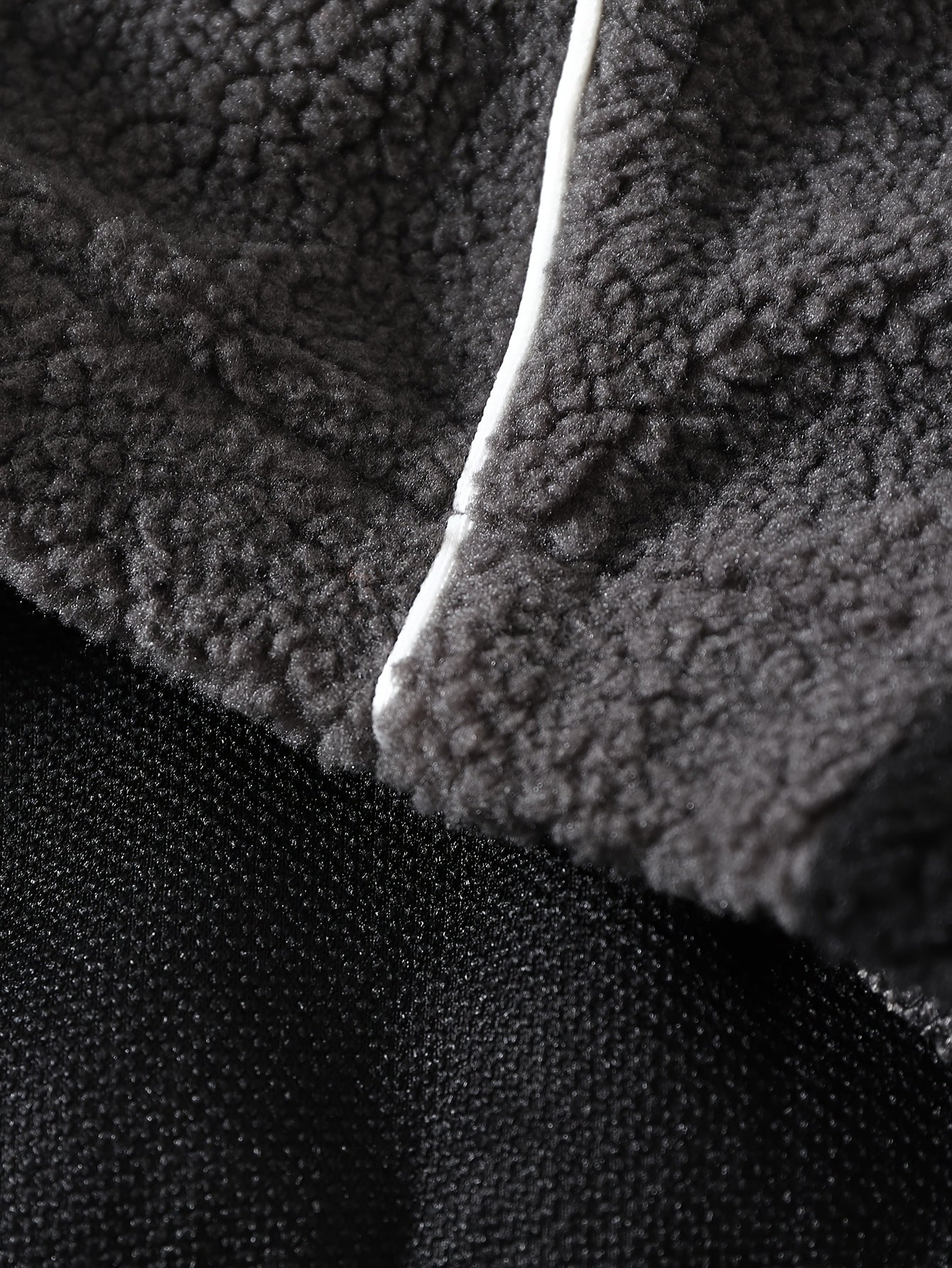 Two-Tone Sherpa Fleece Hooded Zip-Up Jacket with Reflective Piping