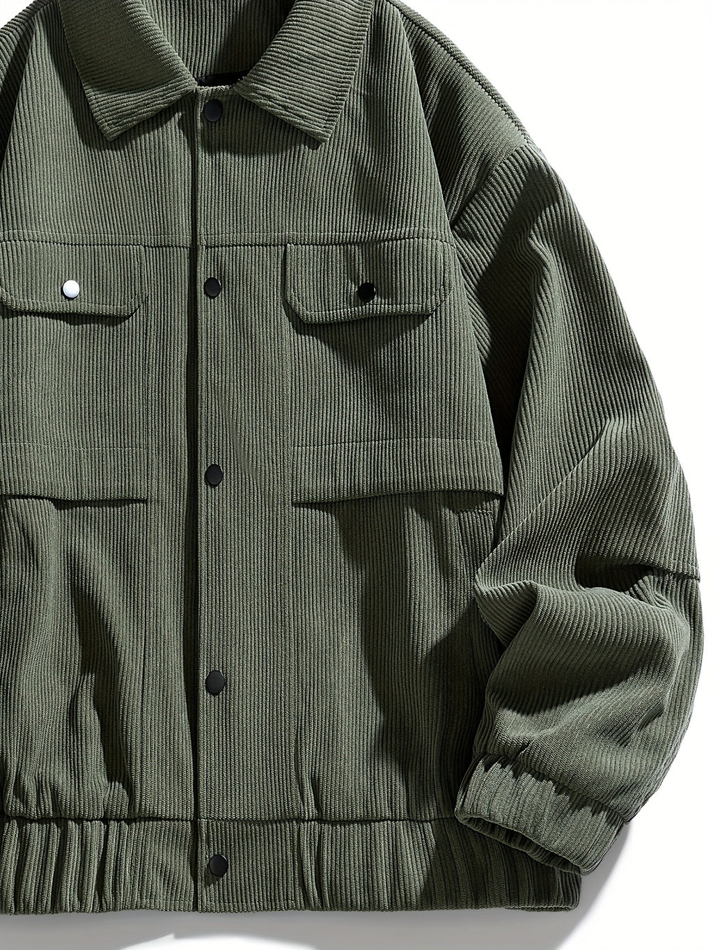 Olive Green Corduroy Oversized Workwear Jacket