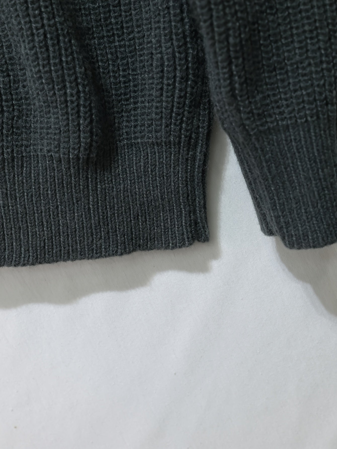 Gray & Cream Striped Half-Zip Polo Knit Sweater