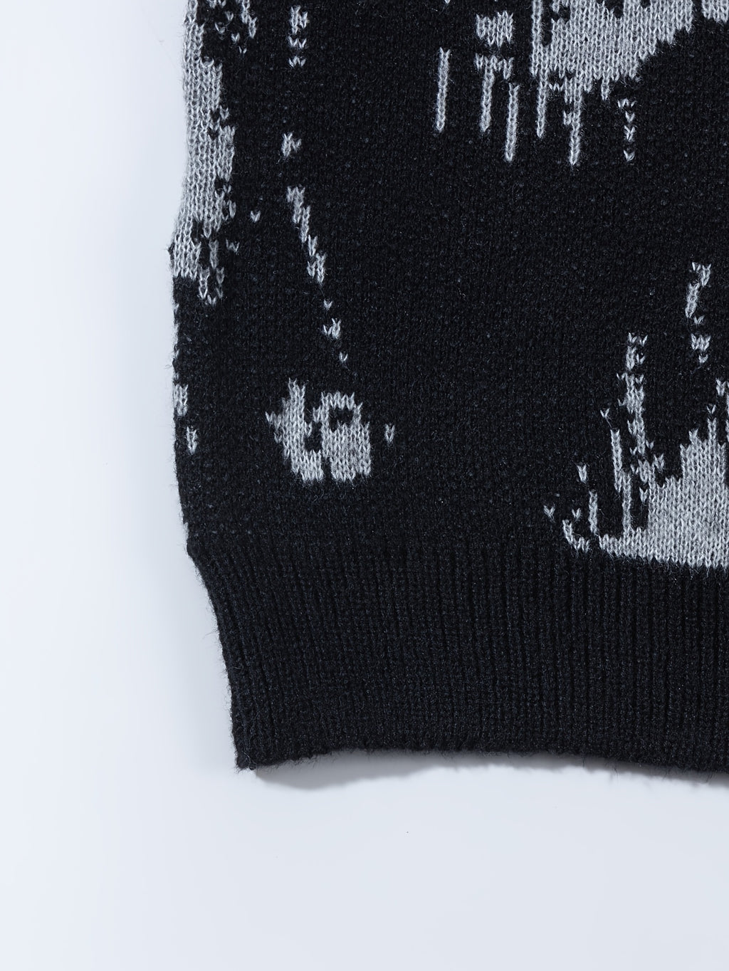 Black & White Abstract Pixel Knit Oversized Sweater
